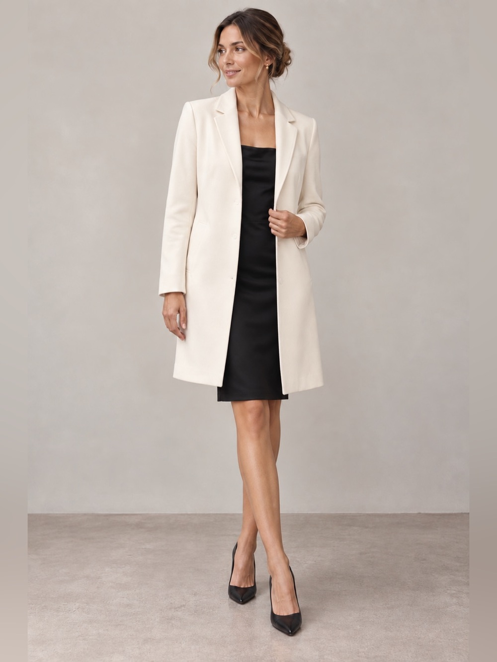 Carolina Belle Montreal White Structured Minimalist Coat